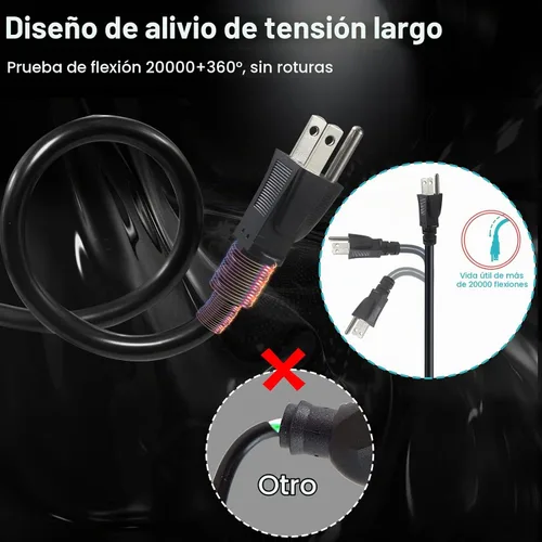 Vista 9 de [1 Pack] Cable de extensión de alimentación corto de 6 pulgadas - Cable de extensión de 3 clavijas mini negro para interiores con puesta a tierra