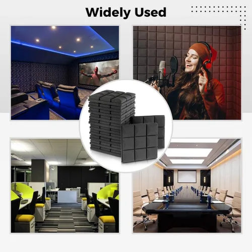 Vista 7 de High Density Acoustic Sound Foam Panel, Twelve Packs Soundproof Wall Panels, Noise Reducing Foam for Recording Studio Home Wall, 12 X 12 X 2 in