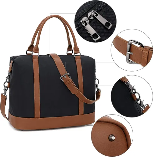 Vista 5 de CAMTOP- Bolso de viaje para mujer, de lona, para equipaje de mano, negro, (Black -1)), 6050