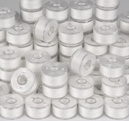 Vista 14 de ilauke 50 bobinas de hilo de coser con estuche, tamaño A Class15 bobinas de coser preenrolladas para máquina de coser, hilos de coser de poliéster