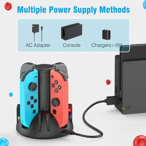 Vista 4 de Controller Charging Dock for Nintendo Switch Joycon, MARSDOCK Charger Station Compatible with Switch OLED JoyCon, Controller Charger Stand Station