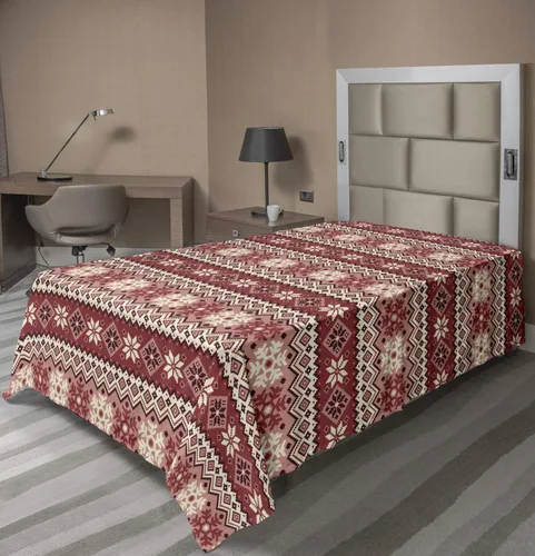 Vista 66 de Ambesonne Sábana encimera floral, patrón rítmico de ramas de bayas de Navidad, suave y cómoda, ropa de cama decorativa de 1 pieza, tamaño Verde