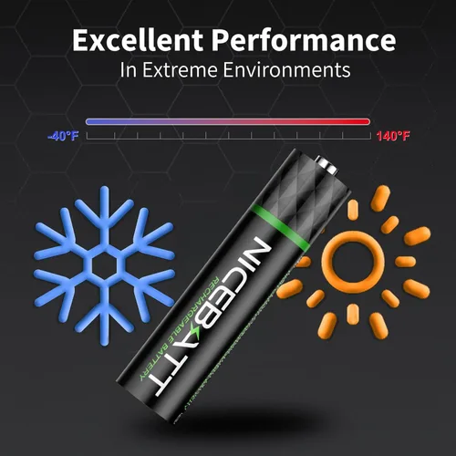 Vista 4 de NICEBATt Baterías recargables AAA 1100mAh, batería premium NiMH triple A de baja autodescarga - 12
