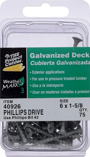 Vista 2 de Hillman 40926 Tornillo de cubierta Phillips galvanizado, 6 x 1 5/8 pulgadas, paquete de 75