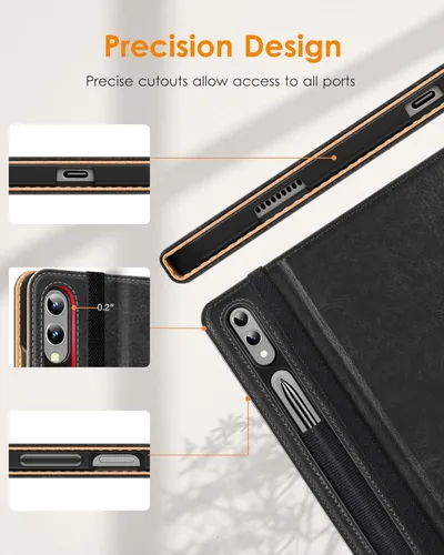 Vista 3 de DTTO Funda para Galaxy Tab S9 Plus de 12.4 pulgadas para tablet (SM-X810/X816B/X818U), funda folio de cuero premium para negocios con soporte para S