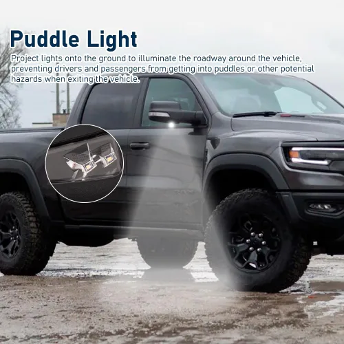 Vista 7 de Para Dodge Ram 2018-2021 - Espejo de puerta con cubierta cromada, plegable eléctrico con luz de señal de giro de memoria, luz de charco, vidrio