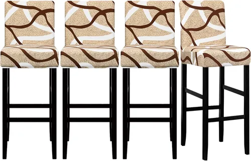 Vista 15 de Lellen Juego de 2 fundas para taburetes de bar, fundas jacquard para taburetes de bar, fundas deslizables elásticas para taburetes de bar