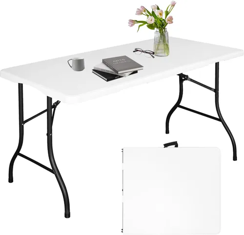 Vista 15 de Bblife Mesas plegables de 6 pies de servicio pesado, mesa plegable blanca resistente, mesa plegable multifuncional para acampar al aire libre