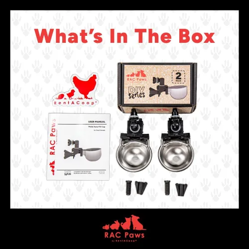 Vista 8 de Rac Paws by RentACoop - Kit de agua de llenado automático de vasos de metal, ideal para animales pequeños, mascotas, conejos, hurones, pollos