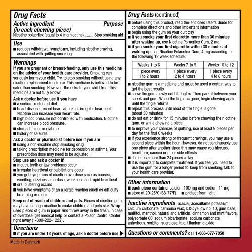 Vista 5 de Amazon Basic Care Goma de mascar Polacrilex de nicotina con recubrimiento de 4 mg (nicotina), sabor canela, ayuda para dejar de fumar, 160