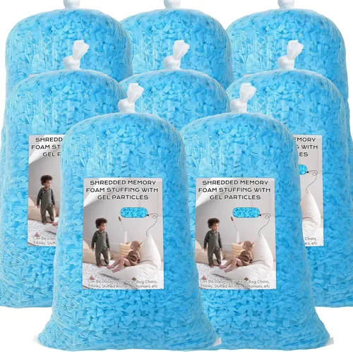 Vista 12 de Relleno de puf, relleno de espuma viscoelástica triturada de 5 libras, relleno de silla de puf, recarga de relleno para puf, relleno de saco
