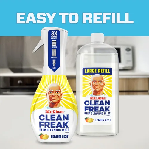 Vista 4 de Mr. Clean Limpiador multiusos, kit de limpieza Clean Freak Mist para limpiador de baño y cocina, aroma a limón, incluye 1 botella de spray