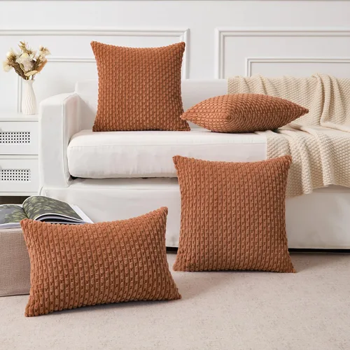Vista 107 de Kevin Textile - Juego de 2 fundas de almohada decorativas de pana suave, estilo bohemio, a rayas, decoración del hogar para sofá, cama, sofá y sala