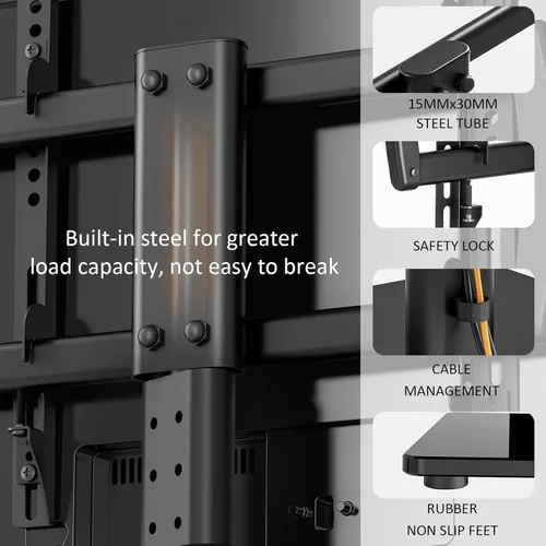 Vista 3 de Soporte universal giratorio para TV con base de mesa para televisores de 32 a 65 pulgadas con giro de 80 grados, base de 4 niveles de altura