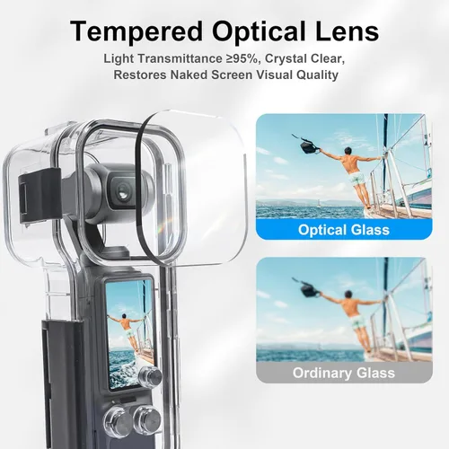 Vista 5 de FitStill Funda de buceo impermeable compatible con DJI Osmo Pocket 3,147FT/45M carcasa protectora subacuática con soporte de montaje Pocket3 Kit