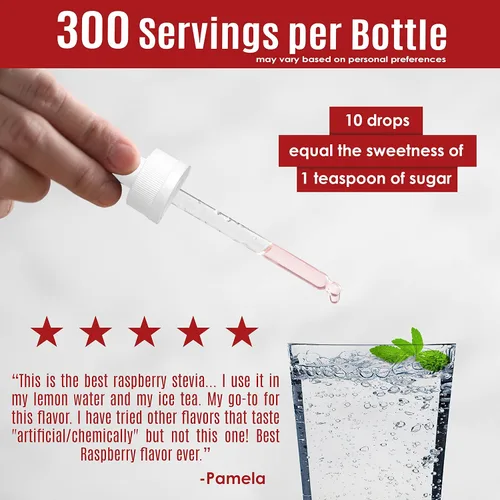 Vista 2 de Stevia Select Stevia Drops - Líquido de stevia de cereza negra, frambuesa y chocolate oscuro, sabores de stevia sin azúcar, paquete (3) botellas