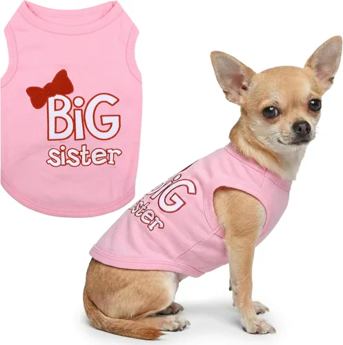 Vista 22 de Playera parisina para perros con palabras bordadas "I Love My Mommy" - 100% algodón, camiseta rosa para perros - Chaleco sin mangas para mascotas
