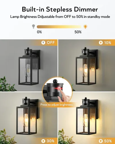 Vista 30 de VIANIS Lámpara de pared dorada para exteriores, sensor de atardecer a amanecer, apliques de montaje en pared exterior para casa, lámparas de pared