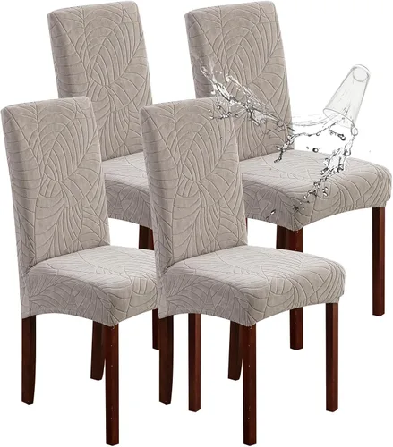 Vista 60 de Genina Juego de 4 fundas 100 % impermeables para sillas de comedor grandes, fundas protectoras elásticas para sillas Parson para el hogar