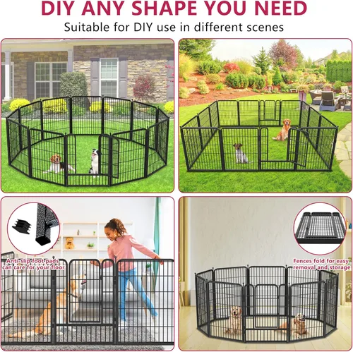 Vista 8 de Corralito para perros de 32" de altura, 20 paneles de valla portátil para mascotas al aire libre, para patio, interior, corral para perros
