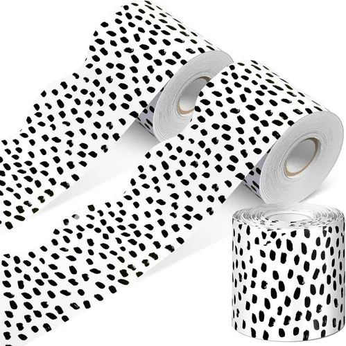 Vista 8 de PerKoop 2 rollos de 131 pies de borde decorativo para tablón de anuncios para aula, borde de papel blanco para decoración de regreso a clases