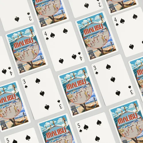 Vista 4 de Lantern Press Malibu, California, montaje en la playa (52 cartas de juego, baraja de cartas de tamaño póquer con Jokers)