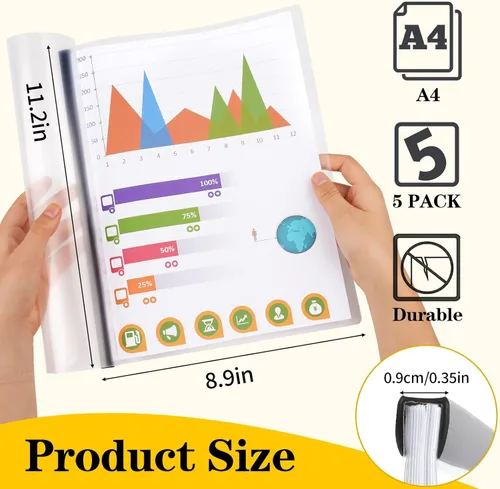 Vista 2 de Cubiertas de informes con barra deslizante, cubiertas transparentes para informes para papel tamaño A4 y carta, cubiertas de currículum, carpetas