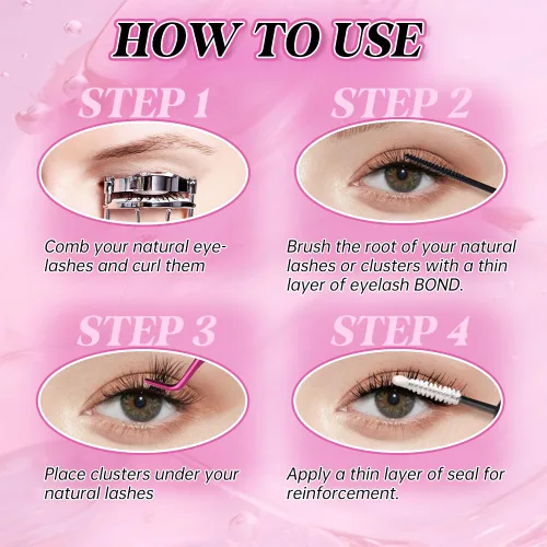 Vista 5 de FASLASH - Pegamento de pestañas de 0.47 onzas líquidas, pegamento de pestañas impermeable para extensiones de pestañas de 48 a 72 horas