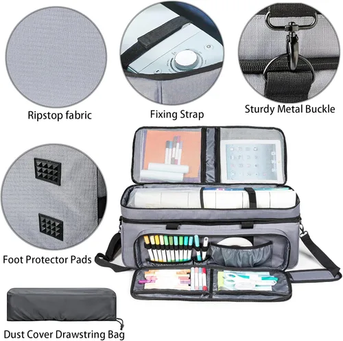 Vista 2 de AMOIGEE Estuche de transporte para Cricut Maker 3, Maker 4, Explore Air 2, Explore 3, Explore 4, bolsa de transporte de doble capa con cubierta