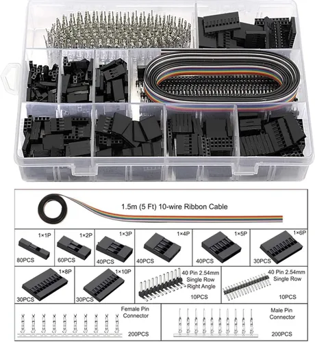 Vista 3 de Kit de herramienta de crimpado Qibaox - Crimpadora de carraca con 1550 piezas de conectores Dupont de 2,54 mm y 760 piezas de conectores JST-XH