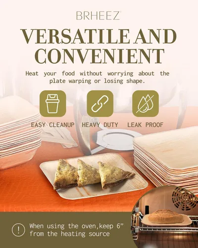 Vista 4 de Platos de bambú de hoja de palma de alta calidad de 10 pulgadas (paquete de 50) Platos desechables compostables y biodegradables, ecológicos