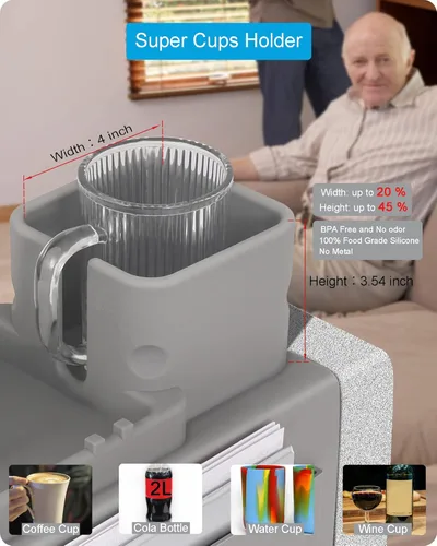 Vista 15 de Soporte para taza de sofá de silicona, bandeja antideslizante y antiderrames para reposabrazos, bandeja de silicona resistente a la suciedad
