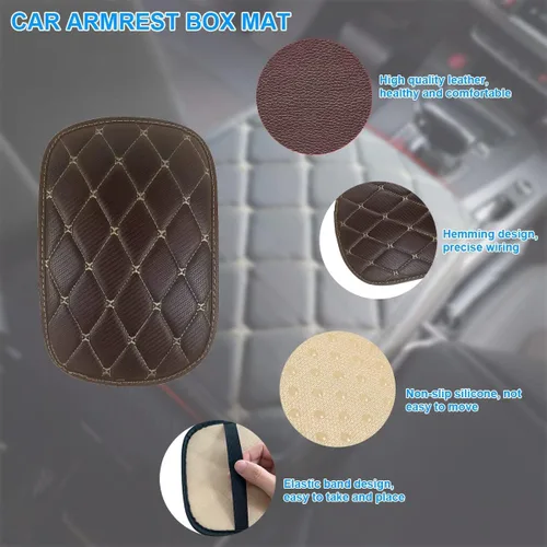 Vista 3 de Almohadilla de consola central para automóvil, funda de piel sintética para reposabrazos de automóvil, cojín impermeable para consola central