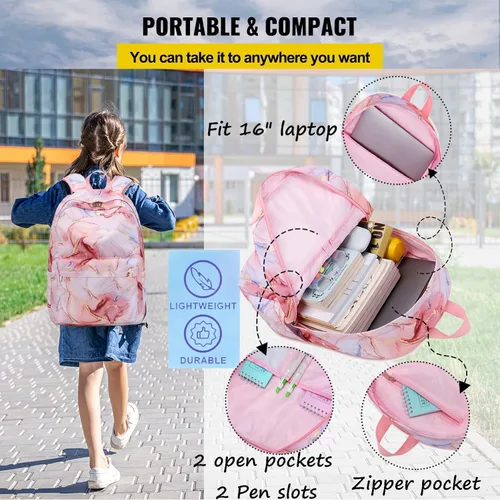 Vista 4 de Jumpopack Mochila escolar para niñas con lonchera - Bolsa de libros para niños y niñas adolescentes