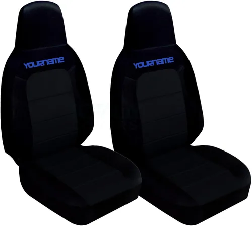 Vista 12 de Totally Covers Compatible con fundas de asiento negras para Mazda MX-5 Miata 2006-2015 con tu nombre/texto: negro con azul (21 colores) con soporte