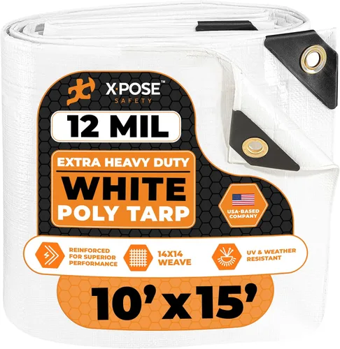 Vista 139 de Xpose Safety Lona protectora de polietileno plateado resistente de 5 x 7 pies - Funda protectora multiusos - Duradera, resistente al agua