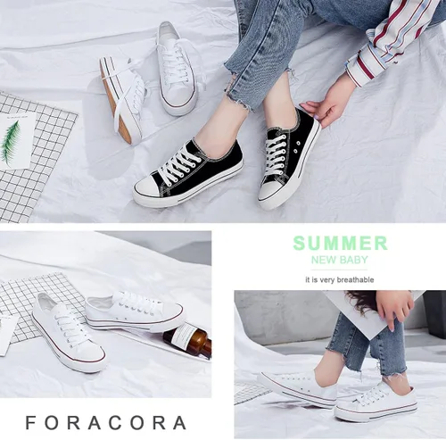 Vista 2 de Zapatillas de lona para mujer bajas y con cordones zapatillas de lona cómodas y modernas