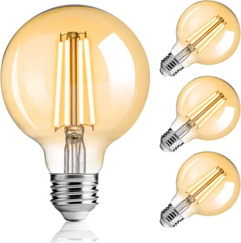 Vista 20 de FLSNT Bombilla de tocador de 2700 K, blanco suave, paquete de 6 bombillas LED G25 Edison para iluminación de espejo de baño, CRI90+ regulable