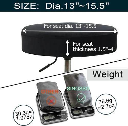 Vista 2 de SINOSSO Juego de 4 fundas redondas para banco de tocador, diámetro (13 a 15.5 pulgadas), terciopelo súper suave, elástico, lavable, protector