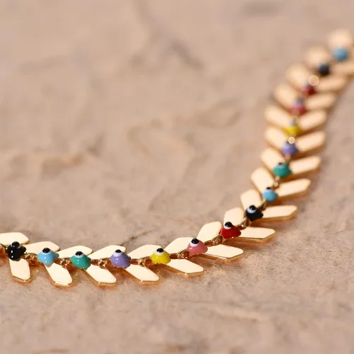 Vista 5 de Mevecco - Tobillera chapada en oro de 14 quilates, estilo bohemio, playa, refinado, diseño de estrella de la suerte, para mujer, brazalete