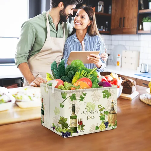 Vista 4 de Clastyle Retro Manor - Cestas de almacenamiento de vino para acampar al aire libre, caña de uva, vid, cesta de almacenamiento de cocina, cesta