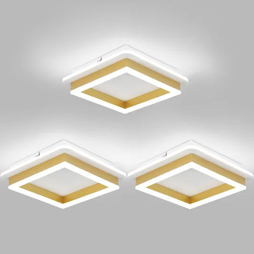 Vista 24 de CANEOE Luz de Techo LED Moderna Negra, Lámpara de Techo Cuadrada de Montaje al Ras para Pasillo, Accesorios de Luz, 6000K Blanco Frío, Lámpara