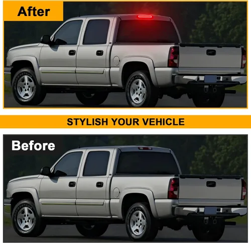 Vista 4 de Tercera luz de freno LED de repuesto para Sierra/Silverado 1500 2500 3500/HD 1999-2007, lámpara de parada central de cabina trasera con junta