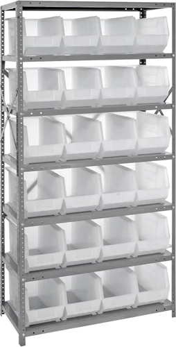 Vista 28 de Quantum QSBU-245BK Heavy Duty Shelving Unit with (7) Shelves and (24) QUS245 Black Bins for Garage Warehouse Storage Distribution 400 lb Load