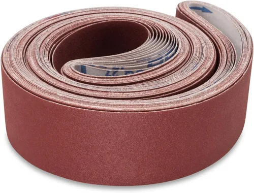 Vista 9 de Red Label Abrasives Cinturones de lijado multiusos de óxido de aluminio flexibles de grano 60 de 2 x 72 pulgadas para carpintería, cuero, goma