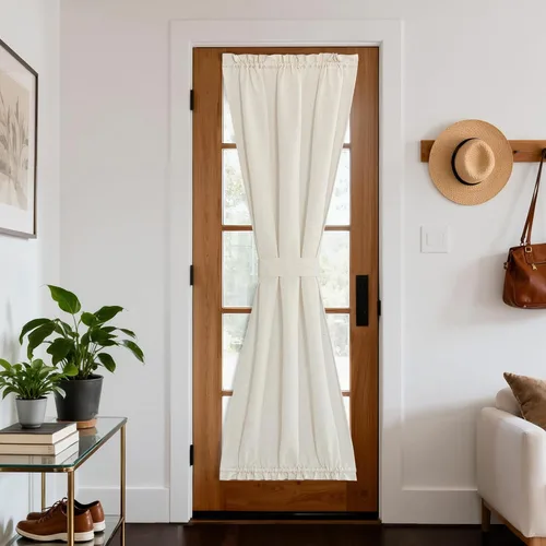 Vista 68 de NICETOWN Cortinas de lino con luz lateral, 12 pulgadas de ancho x 72 pulgadas de largo, panel de cortina para puerta delantera francesa, bolsillo