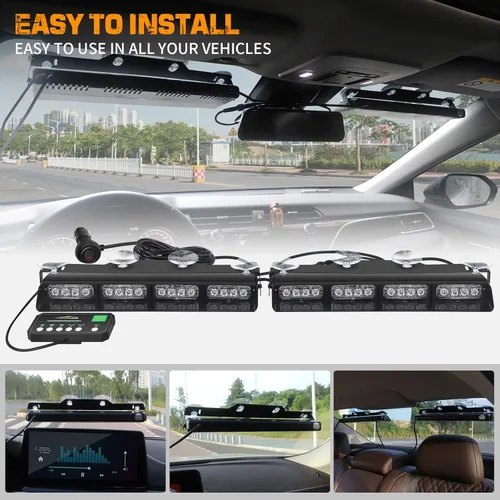 Vista 4 de XRIDONSEN Luces estroboscópicas de emergencia para salpicadero, advertencia intermitente de seguridad ámbar con controlador de pantalla digital
