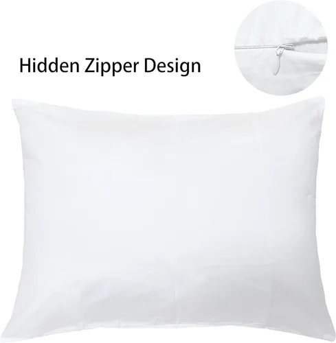 Vista 3 de Almohada de viaje para niños pequeños, 12 x 16 pulgadas, 400 hilos, algodón egipcio, 2 piezas, funda de almohada de viaje con cierre de cremallera