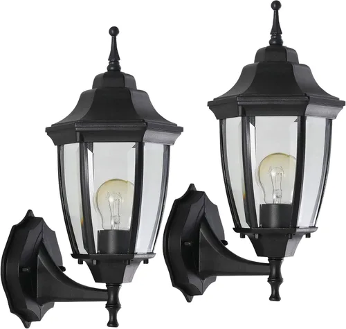 Vista 10 de Luces de poste para exteriores del anochecer al amanecer, impermeables, de aluminio, negro, lámpara de poste antioxidante, farol de luz al aire