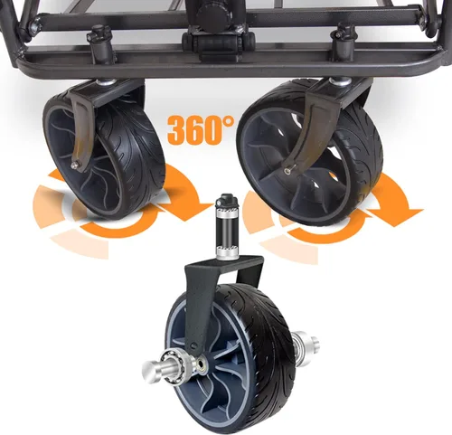 Vista 5 de TMZ Carro plegable para exteriores con toldo extraíble, carrito resistente de 265 libras con ruedas de goma, asas ajustables, canasta trasera